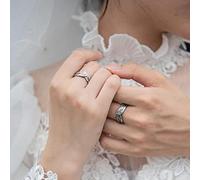 CIUFEWEK S925 Sterling Silver Couple Love Ring Retro Vintage Stereo Opening Couple Ring Feather Wings Advertising Couple Ring Valentine's Day Gift