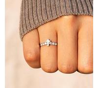 CIUFEWEK S925 Sterling Silver Full Diamond Women's Ring Cross Fashion Tail Ring CZ Single Row Versatile Zircon Jewellery AAA Cubic Zirconia Wedding Ring Engagement Ring, US Code 6, Sterling Silver