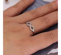 CIUFEWEK S925 Sterling Silver Simple Infinity 8 Shape Diamond Ring in Micro Setting for Women, Personalised and Proud Diamond Ring, CZ Engagement Ring, US Code 7, Sterling Silver, Diamond