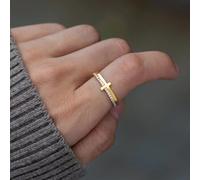 CIUFEWEK S925 Sterling Silver Single Row Fine Diamond Personalized Cross Ring for Women Minimalist Cubic Zirconia Lucky Charm Ring Eternal Commitment Wedding Engagement Ring, US Code 7