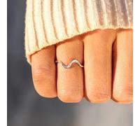 CIUFEWEK S925 Sterling Silver Tide Rise and Fall Minimalist Wave Ring Women's Fashion Water Wave Pattern Wedding Engagement Ring, US Code 7, Gold