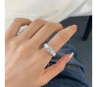 CIUFEWEK S925 Sterling Silver Women's Wedding Ring 8A Grade Ice Flower Cubic Zirconia Full Row High Carbon Diamond Ring Fashion Explosive Sparkling Cocktail Ring Halo Wedding Engagement Ring, US Code