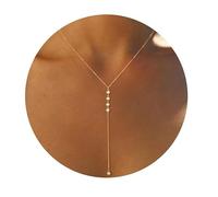 CIUFEWEK Y-Shaped Minimalist Women's Sexy Necklace with 14 Carat Gold Chain Inlaid Cubic Zirconia Necklace/Lasso Necklace/Clavicle Chain