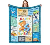 CIUGOIG 6 Year Old Boys Gifts - Happy 6th Birthday Blanket 50"x40" - Gifts for Six Year Old Boy - 6 Year Old Boys Birthday Gifts Ideas - Teddy Bear Six Year Old Decorations for Boy Blanket