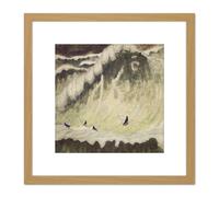 Ciurlionis Finale Final Wave Symbolist Painting 8X8 Inch Square Wooden Framed Wall Art Print Picture with Mount Artery8 Light Oak One Size