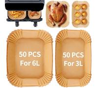 Ciusdkler Pack of 100 Airfryer Baking Paper for Philips Airfryer Dual Basket 3000 Series, Hot Air Fryer, 30 x 40 cm, 100 Sheets