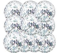 Civaner 10 Pcs Inflatable Glitter Beach Balls 16 Inch Sparkly Confetti Pool Balls for Party Decorations Blow up Balloon Toys for Outdoor Summer Wedding Beach Xmas(Silver)