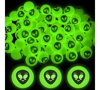 Civaner 100 Pcs Glow in The Dark Alien Face Bouncy Balls 1 Inch Small Easter High Bouncing Ball Glowing Bouncing Balls for Easter Goodie Bag Fillers Birthday Gifts Glowing Aliens Party Favors (Green)