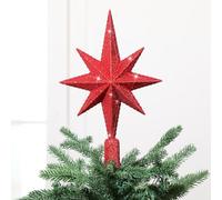 Civaner 11" Bethlehem Star Tree Topper Red Glitter Christmas Star Tree Topper Vintage Decorative Christmas Ornaments for Home Xmas Party Holiday Decor