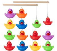 Civaner 14 Pcs Duck Pond Matching Carnival Game Hook a Duck Set Rainbow Rubber Ducks with Hanging Loop Pole Line Fun Memory Water Outdoor Game for Wedding Birthday Party Family Backyard Activity