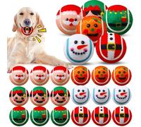 Civaner 18 Pcs Christmas Squeaky Tennis Balls for Dogs 2.5 Inch Bulk Dog Toys Ball for Small Medium Large Dogs Puppy Chew Teething Toy Interactive Training Xmas Gifts Stocking Stuffers (Santa)
