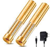 Civaner 2 Pcs LED Bottle Service Lights Strobe Bottle Girl Lights Baton Reusable Rechargeable Service LED Champagne for Bar Club Birthday Weddings Parties(Gold, White Light)