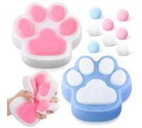 Civaner 2 Pcs Squeeze Cat Paw Toys, 5.9 Inch Large Cat Paw Silicone Squeeze Sensory Toy Funny Giant Claw Fidget Stress Relief Sensory Toys Novelty Gifts for Adults (Blue and White)