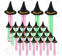 Civaner 24 Pcs Pink and Green Witch Theme Birthday Party Favors Supplies Witch Hat Mini Bubble Wands Wands Bulk for Gifts, Prizes, Goodie Bag Stuffers, Outdoor Indoor Activities