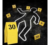 Civaner 30 Pcs Evidence Markers Crime Scene Markers Tents Decorations Number ID Tents Yellow for Detective Halloween Clue Props Decorations Supplies