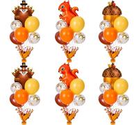 Civaner 50 Pieces Fall Balloons Centerpieces for Tables Fall Balloon Stand Kit Aluminum Film Turkey Squirrel Pine Cone Decoration for Happy Autumn Harvest Birthday Thanksgiving Day Party Supplies