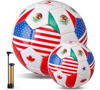 Civaner 6 Pack World Flag Soccer Ball Country Flags Training Ball International Multi Country Design with Pump Needle and Storage Bag for Team Practice Club Soccer Fan Birthday Gifts (Size 5)