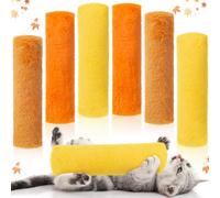 Civaner 6 Pcs 10.6 Inch Cat Catnip Toys Interactive Kitten Kicker Toy Soft Plush Cat Pillow Sticks Kitten Chasing Chewing Exercising Catnip Toy Indoor(Gold,Yellow, Orange,Thanksgiving)