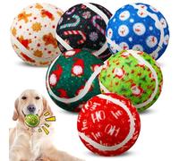 Civaner 6 Pcs Christmas Squeaky Tennis Balls for Dogs 2.5 Inch Bulk Dog Toys Ball for Small Medium Large Dogs Puppy Chew Teething Toy Interactive Training Xmas Gifts Stocking Stuffers (Candy)