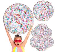 Civaner 6 Pcs Inflatable Glitter Beach Balls 24 Inch Large Sparkly Confetti Pool Balls for Holiday Party Decorations Clear Floatable Blow up for Wedding Birthday Summer Party Favor(Colorful,Confetti)