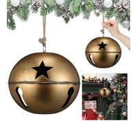 Civaner 8 Inch Large Christmas Bells with Coarse Rope Star Cutouts Vintage Christmas Bells Xmas Tree Ornaments for Xmas Decorations Holiday Fireplace Yard Doorway Tree Home Garden Decor (Bronze)
