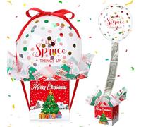Civaner Christmas Pull Money Balloon Box for Cash Xmas Decorations Balloon Surprise Kit with 50 Pcs Bags Pull out Cash Holder Gift Box for Parents Lovers Friends(Christmas Tree)