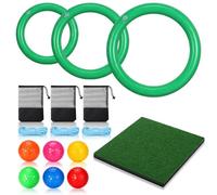 Civaner Floating Golf for Pool Putting Turf Mat 6pcs Real Floating Golf Balls with 3 Pcs Different Sized No Drifting Chipping Targets Game for Golfers