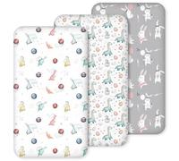 CIVARUA KIDS 3 Pack Nap Mat Sheet 47"x24", Preschool Day Care Nap Mat Cover | Fitted Elastic Corners, Soft Breathable Baby Sheets for Regalo My Cot Portable Toddler Bed and Joovy Travel Cot, Dinosaur