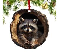 Civet Cat Christmas Ornament - 2D Cute Acrylic Pendant Animal for Tree Hanging Decor - Natural Woodlands Seasonal Decorations