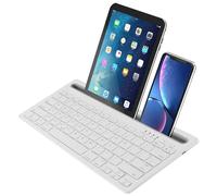 Civetes Wireless Bluetooth Keyboard, Portable Rechargeable Quiet QWERTY Keyboard, 78 Keys, Supports Switching Between 2 Devices, with Integrated Stand, for iPad, Tablets, Smartphones (White