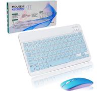 Civetes Wireless Keyboard and Mouse,Bluetooth Mouse Set Rechargeable Mini Small Compact Flat for Computer/iPad/PC/Laptop/tablet/Surface/Mac/Microsoft/Android/Windows Blue