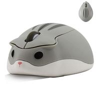 Civetes Wireless Mouse, Cute Hamster Shape 1200DPI Low Noise Optical Mouse with USB Unified Receiver,Silent Cordless Portable Travel for PC/Mac/Laptop, Gift Children and Girls (Grey)