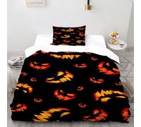CIVETGDC Halloween Devil Bedding Set 3D Digital Printing Terror Duvet Cover Set 2 Pieces Microfiber Comforter Cover Universal for All Seasons with Pillowcase Single（135x200cm）