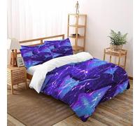 CIVETGDC Ray Purple Bedding Set 3 Pieces Theme Bedspread Animal Theme Marine Animals Duvet Cover Set Microfiber Quilt Cover Suitable for Family,couple,children with Pillow Double(200x200cm)