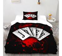 CIVETGDC Red And Black Bedding Set Theme Bedspread Red Unique Design Duvet Cover Set Chic Breathable Quilt Cover Universal for All Seasons Pillowcase Single（135x200cm）