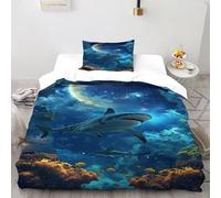 CIVETGDC Shark Bedding Set Theme Bedspread Wildlife Duvet Cover Set Microfiber Comforter Cover for Boys&Girls with Pillowcase Single（135x200cm）