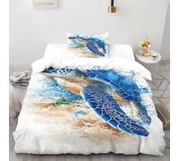 CIVETGDC Turtle Bedding Set Theme Bedspread Wildlife Duvet Cover Set Microfiber Comforter Cover Suitable for Family,couple,children Pillowcase Single（135x200cm）