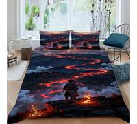 CIVETGDC Warrior Lava Bedding Set 3D Digital Printing Grand Human Volcano Duvet Cover Set Pillowcase Microfiber Universal for All Seasons King（220x240cm）