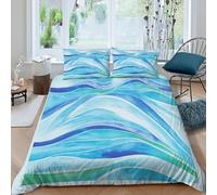 CIVETGDC Waves Words Bedding Set 3D Design Colorful WaterLandscape Duvet Cover Set Chic Breathable Comforter Cover Suitable for Family, Couple, Children with Pillow King（220x240cm）