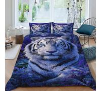 CIVETGDC White Tiger Purple Bedding Set Digital Printe Animal Themes Wildlife Duvet Cover Set Microfiber Quilt Cover Suitable for Family,couple,children Pillowcase King(220x240cm)
