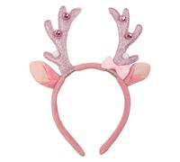 CIVFCRT Deer Antlers Headband-Glitter Pink Reindeer Headband Women's Fawn Horn Headband Cute Reindeer Horns Ears Costume Accessories for Woman Christmas Elk Cosplay Hair Decoration Party Gift