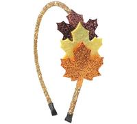 CIVFCRT Fall Maple Leaf Headband - Orange Thanksgiving Glitter Maple Leaf Headband for Women Autumn Costume Hair Accessories Harvest Themed Party Headdress Supplies 1Pcs