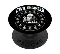 Civil Engineer Circle Badge Hard Hat, Survey Tool, Blueprint PopSockets Adhesive PopGrip