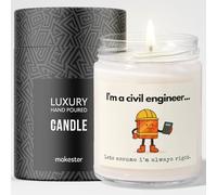 Civil Engineer Gift - Luxury Soy Wax Candle - Vanilla, Jasmine, Sugared Almond - Makester
