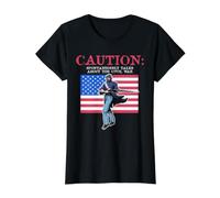 Civil War History Buff Humor Talks About Civil War Caution Value Graphic T-Shirt, Women, Black, S