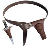 CiviLight PU Leather Medieval Belt with Sword Frog Sword Holder BeltsHalloween Pirate Sword Belt with Sword Sheath Set of 2, Brown, One size