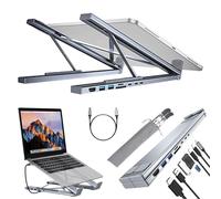 Civilized 8-in-1 USB-C Laptop Stand with Docking Station, Height Adjustable 8 in 1 Portable Stand Hub with 4K HDMI, 2 USD 3.0, Pd 100W, Universal for Home Offices, Corporate Desks, and Cafés (01A)