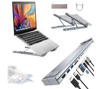 Civilized 8-in-1 USB-C Laptop Stand with Docking Station, Laptop Docking Station Stand with 4K HDMI, 2 USB 3.0, 2 USB-C, PD Input 100W, SD/TF Card Slots, Adjustable for All Laptops, Plug and Play