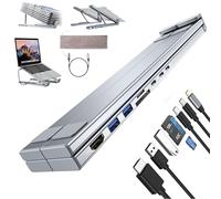 Civilizek 8-in-1 USB-C Laptop Stand, 2025 Upgrade 8 in 1 Laptop Stand with Docking Station, Foldable Portable Tablet Stands with 4K HDMI, 2 USB 3.0, Pd 100w, for Home and Offices (1 pc)