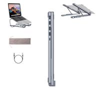 Civilizek 8-in-1 USB-C Laptop Stand, Adjustable Ergonomic Riser with Docking Station | 4k HDMI, 100w Pd, USB 3.0 Hub, Sd/Tf Reader, Foldable Portable Stand for Office and Home Use (5-in-1)